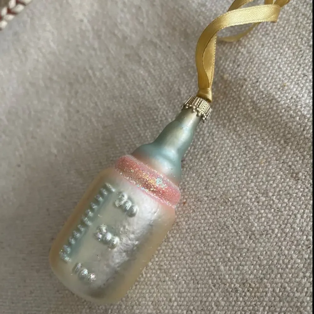 Baby Bottle blown glass Christmas ornament vintage